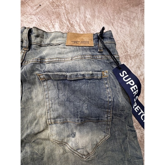 Men JORDAN CRAIG Distressed Stretch Desert Gold Washed Denim Jean Pant 38x32 NWT - Picture 10 of 11